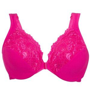Glamorise NWT Elegance Front Close Lace Bra Fuchsia 38B NEW